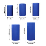 Set of 5 Royal Blue Cylinder Stretch Fitted Pedestal Pillar Prop Covers