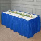 5 Pack Plastic Table Skirts Royal Blue Ruffled - Durable Disposable Skirts for Events 14ft