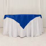 Royal Blue Cotton Blend Square Table Overlay - 54x54inch