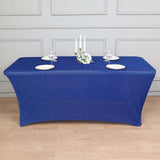 6ft Royal Blue Metallic Shimmer Tinsel Spandex Table Cover, Rectangular Fitted Tablecloth