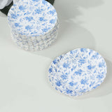 100 Pack White Blue French Toile Party Plates with Scalloped Rim