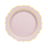 Rose Gold Plastic Dessert Salad Plates, Disposable Tableware Round With Gold Scalloped Rim#whtbkgd