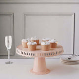 4 Pack | 13inch Blush / Rose Gold Round Footed Reusable Plastic Pedestal Cake Stands