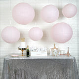 Set of 6 - Blush | Rose Gold Hanging Paper Lanterns Round Assorted Size