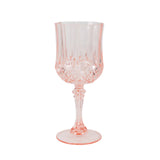 6 Pack 8oz Blush Crystal Cut Reusable Plastic Cocktail Goblets, Shatterproof Wine Glasses#whtbkgd