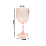 12-Pack Plastic Goblets Transparent Blush Vintage Ribbed Pattern - Reusable Shatterproof