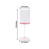 6 Pack Transparent Blush Plastic Reusable Cocktail Glasses With Long Stem