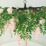 Blush Artificial Silk Wisteria Vine Round Hanging Canopy, Draping Garland Flower