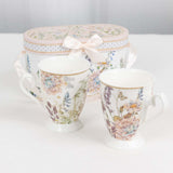 Blush Floral Design Bridal Shower Gift Set, 2 Pack Porcelain Tea Cups