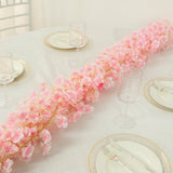 5 Pack Pink Artificial Cherry Blossom Floral Garland, 6ft Silk Flower Hanging Vines