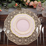 8inch Rose Gold Plastic Dessert Salad Plates, Disposable Tableware Round With Gold Scalloped Rim