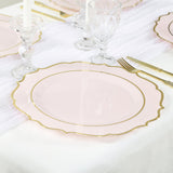 10 Pack Blush Economy Plastic Charger Plates With Gold Scalloped Rim