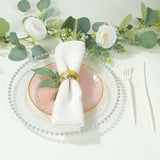 10 Pack Transparent Blush Hammered Plastic Salad Plates with Gold Rim,