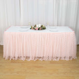 17FT Blush | Rose Gold Premium Pleated Lace Table Skirt