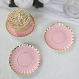 50 Pack Gold Scalloped Rim Mini Dessert Plates in Blush, Disposable Round Paper Party