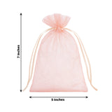 Pink drawstring gift bag measuring 5x7 inches.