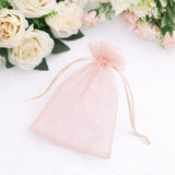 Pink organza gift bag with drawstring closure