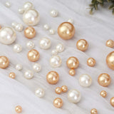 200Pcs Assorted Off White and Gold Lustrous Faux Pearl Beads Vase Fillers