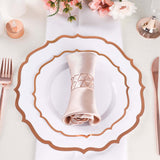 5 Pack | Metallic Blush/Rose Gold Geometric Napkin Rings, Paper Napkin Holders