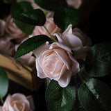 24 Roses | 2inch Rose Gold Blush Artificial Foam Flowers With Stem Wire and Leaves