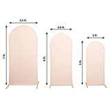 Set of 3 | Matte Blush Rose Gold Spandex Fitted Chiara Backdrop Stand Cover For Round Top