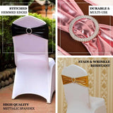 5 pack Metallic Blush Spandex Chair Sashes With Attached Round Diamond Buckles