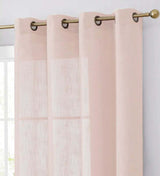 Handmade Blush Faux Linen Curtains 52x84inch Curtain Panels With Chrome Grommets Rose Gold