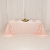 90x132inch Blush Seamless Lamour Satin Rectangle Tablecloth for 6 Foot Table