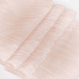 12inch x 108inch Accordion Crinkle Taffeta Table Runner, Elegant Linen Runner - Blush | #whtbkgd