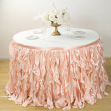 17FT Rose Gold | Blush Curly Willow Taffeta Table Skirt