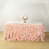 17FT Rose Gold | Blush Curly Willow Taffeta Table Skirt