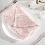 5 Pack | Blush/Rose Gold Slubby Textured Cloth Dinner Napkins, Wrinkle Resistant Linen | 20x20Inch