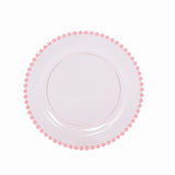 10-Pack Transparent Blush Plastic Dessert Plates – 8inch Round with Beaded Rim, Disposable#whtbkgd