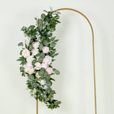 Set of 2 Cream Blush Silk Rose Wedding Arch Flowers with Eucalyptus Leaves