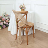 5 Pack | Beige Gauze Cheesecloth Boho Chair Sashes - 16inch x 88inch