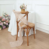 5 Pack | Nude Beige Gauze Cheesecloth Boho Chair Sashes - 16inch x 88inch