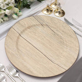 6 Pack | 13inch Natural Rustic Faux Wood Plastic Charger Plates