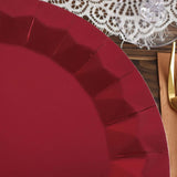 12inch Round Burgundy Geometric Foil Paper Charger Plates, Disposable Serving Trays - 400 GSM