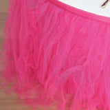 14FT Fuchsia 4 Layer Tulle Tutu Pleated Table Skirts