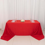 90x156inch Red Premium Scuba Wrinkle Free Rectangular Tablecloth, Seamless Scuba Polyester