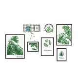 Green Tropical Plant Leaves Flat Frame Wall Decals, Art Decor Stickers#whtbkgd