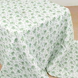 Dusty Sage Green Polyester Rectangular Tablecloth in French Toile Pattern