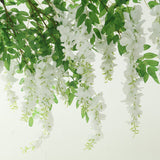 White Artificial Silk Wisteria Vine Round Hanging Canopy, Draping Garland Flower