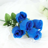 12 Bushes | Royal Blue Artificial Premium Silk Flower Rose Bud Bouquets