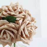 24 Roses | 5inch Champagne Artificial Foam Flowers With Stem Wire and Leaves