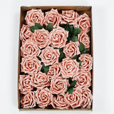 24 Roses | 5inch Dusty Rose Artificial Foam Flowers With Stem Wire and Leaves