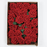 24 Roses | 5inch Red Artificial Foam Flowers With Stem Wire and Leaves