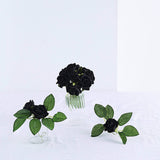 24 Roses | 2inch Black Artificial Foam Flowers With Stem Wire and Leaves
