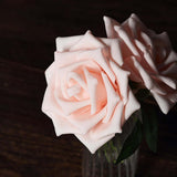 24 Roses | 5inch Rose Gold Blush Artificial Foam Flowers With Stem Wire and Leaves