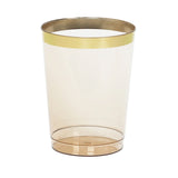 25 Pack Amber Gold Crystal Plastic Tumbler Glasses with Gold Rim, 10oz Disposable Drink#whtbkgd